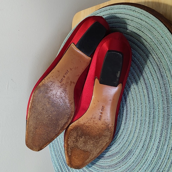 Salvatore Ferragamo Red Satin Adorned Size 8B 1 inch Heel. - Picture 6 of 10